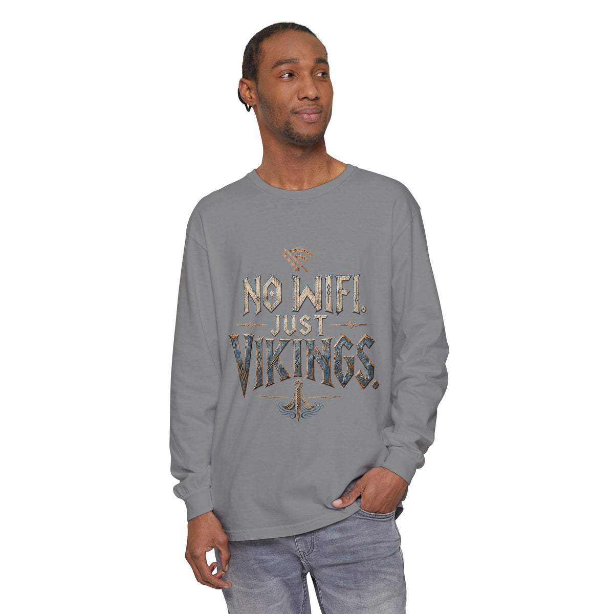 No Wifi Just Vikings Long Sleeve T-Shirt