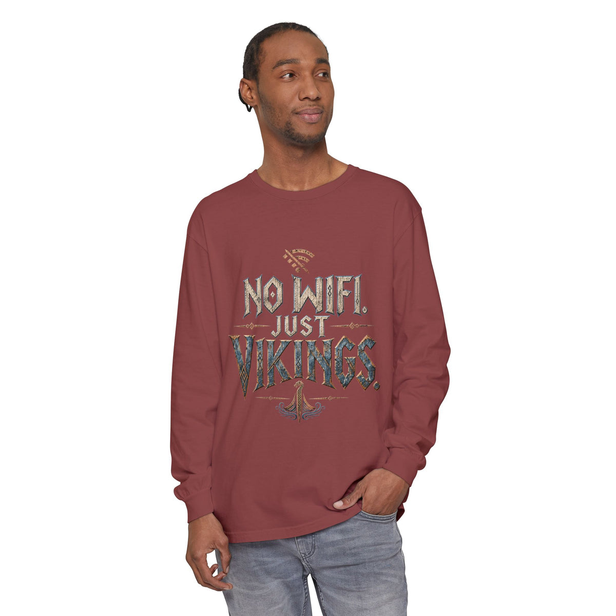 No Wifi Just Vikings Long Sleeve T-Shirt