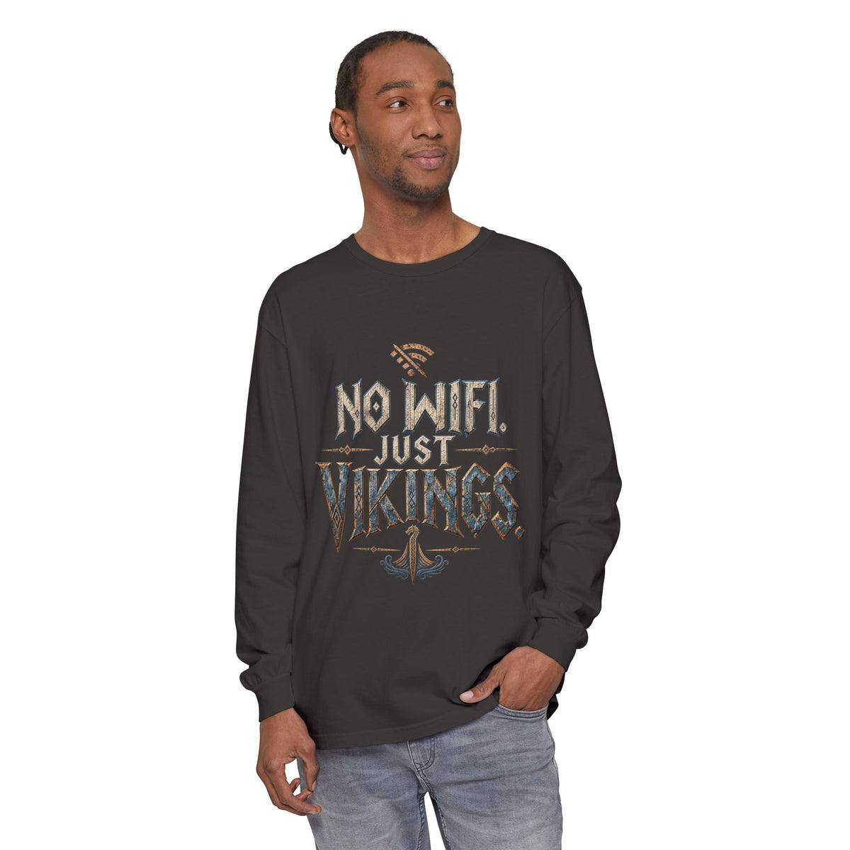 No Wifi Just Vikings Long Sleeve T-Shirt