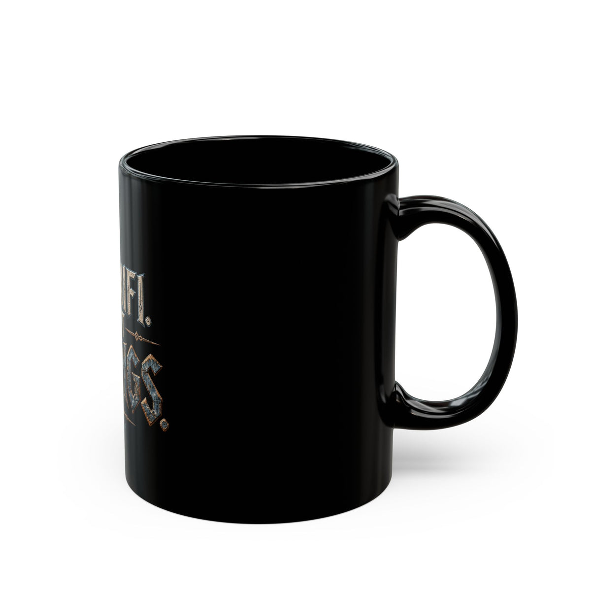 No Wifi Just Vikings Black Mug